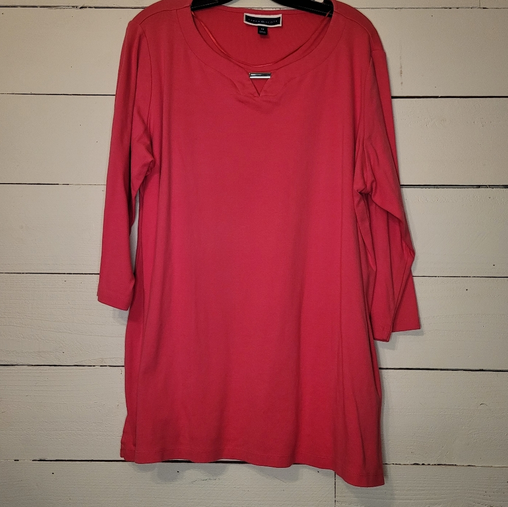 Karen Scott - 2x - Pink 3/4 Sleeve Top